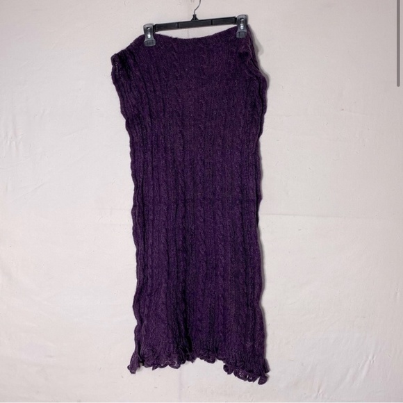 Holt Renfrew Purple Acrylic Mohair Wool Long Cable Knit  Scarf - Picture 2 of 13